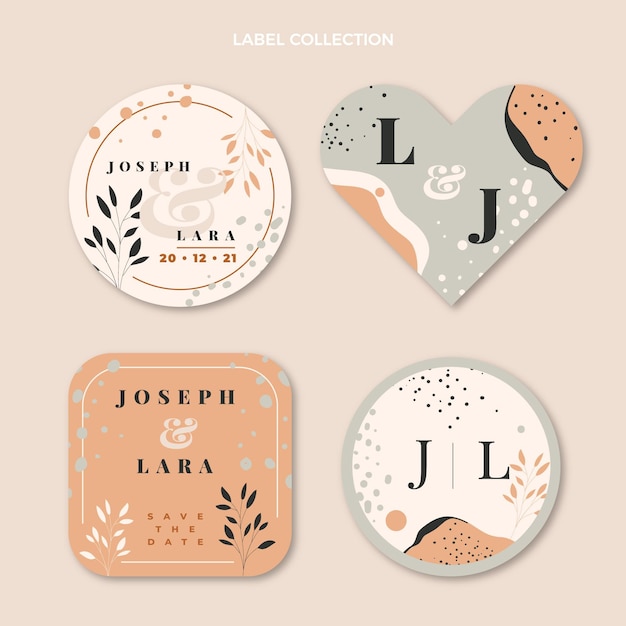 Free vector hand drawn wedding labels