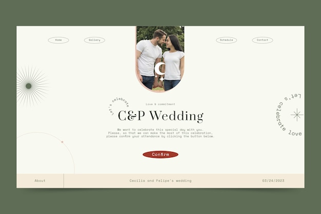 Бесплатное векторное изображение Ручной обращается свадебный дизайн целевой страницы