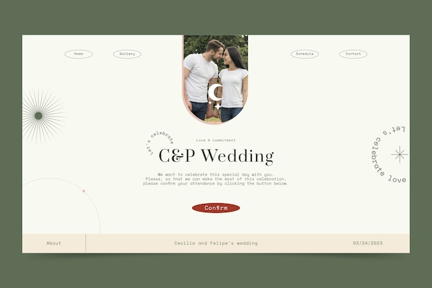 Design della pagina di destinazione del matrimonio disegnato a mano