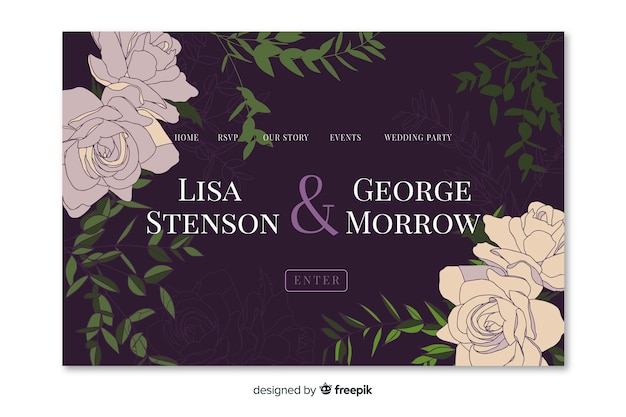 Hand drawn wedding landing page template