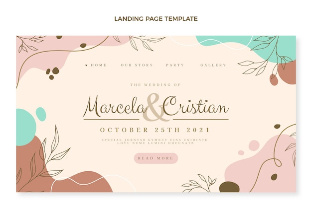 Free vector hand drawn wedding landing page