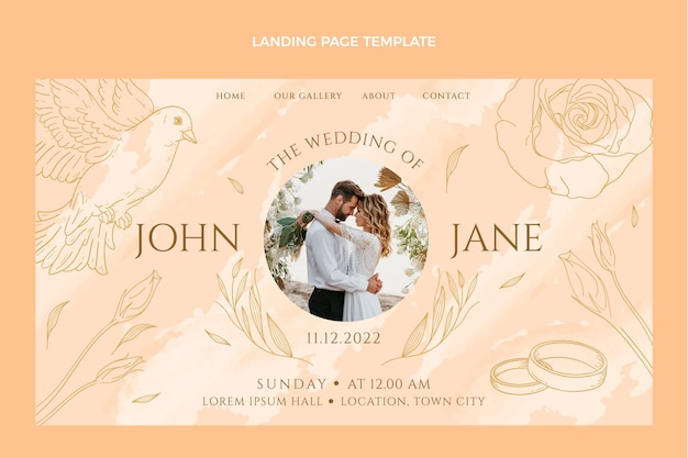 Free vector hand drawn wedding landing page