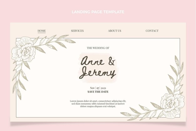 Free vector hand drawn wedding landing page