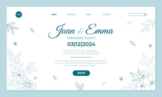 Free vector hand drawn wedding landing page