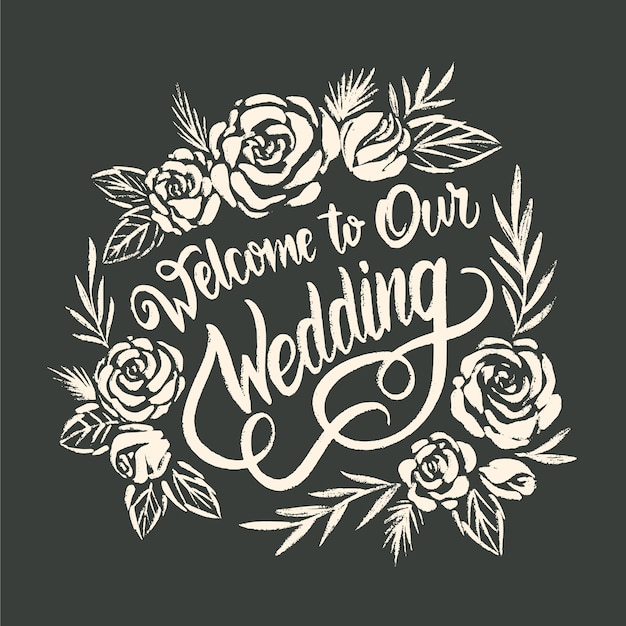 Free vector hand drawn wedding lettering concept