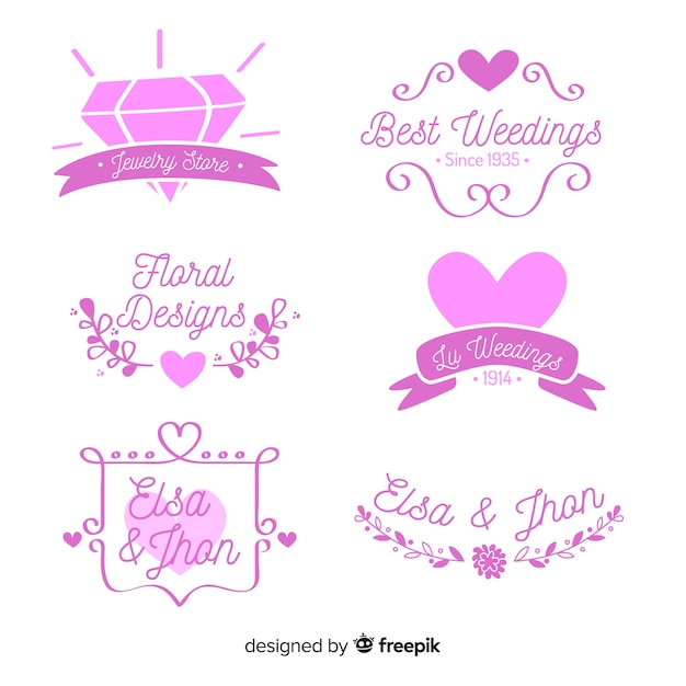 Free vector hand drawn wedding logo collectio