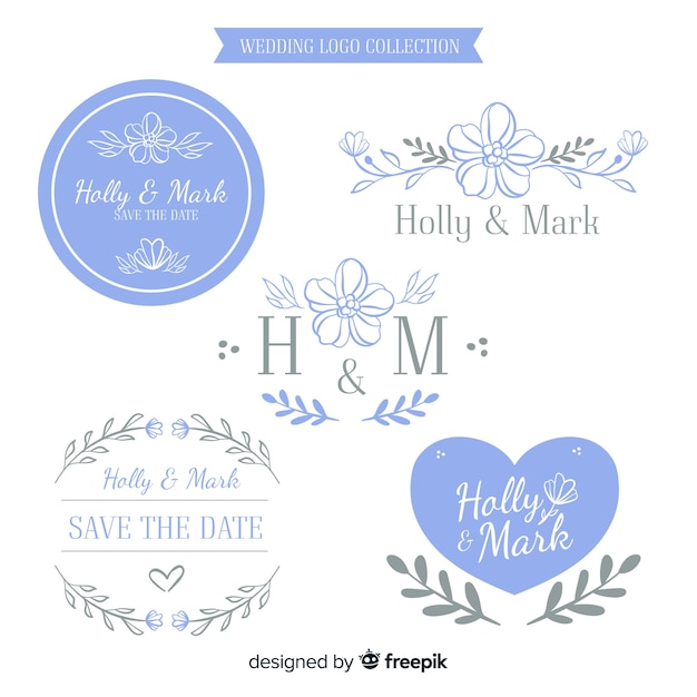 Free vector hand drawn wedding logo collectio