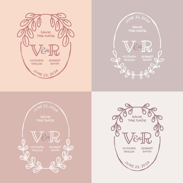 Vettore gratuito design del logo del matrimonio disegnato a mano