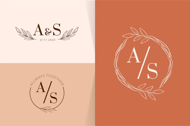 hand drawn wedding logo template