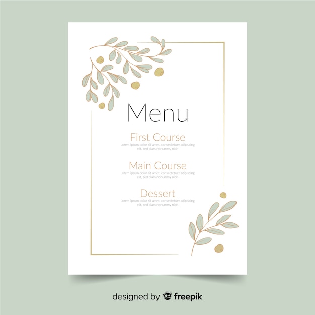 Hand drawn wedding menu template