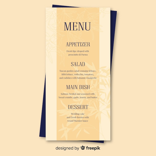 Hand drawn wedding menu template