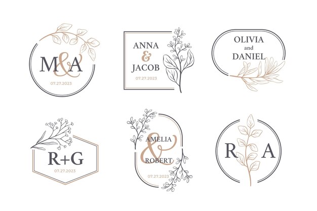 hand drawn wedding monogram logo pack