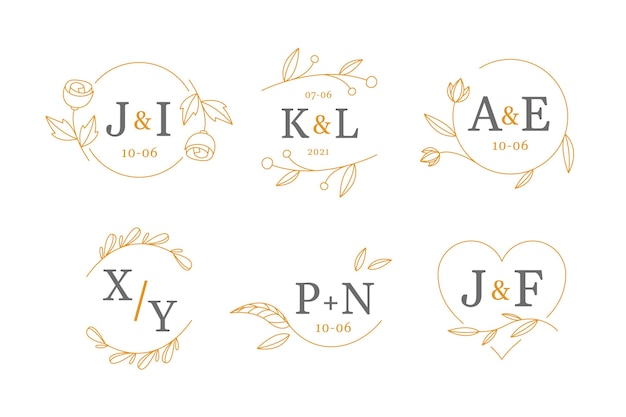 Free vector hand drawn wedding monogram logos