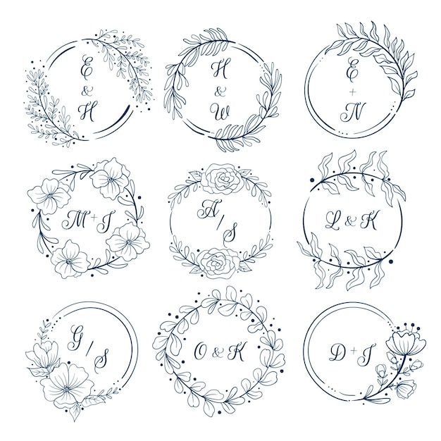 Wedding Monogram Logo Design MM Monogram Wreath SVG Digital 