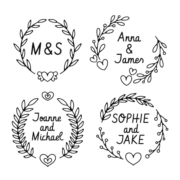 Free vector hand drawn wedding monogram logos