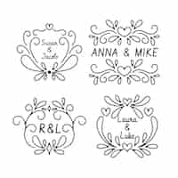 Бесплатное векторное изображение Ручной обращается свадебные логотипы с монограммой