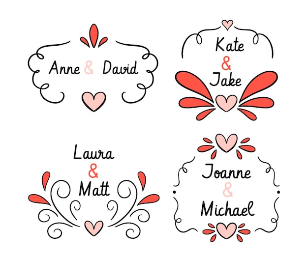 Hand drawn wedding monogram logos