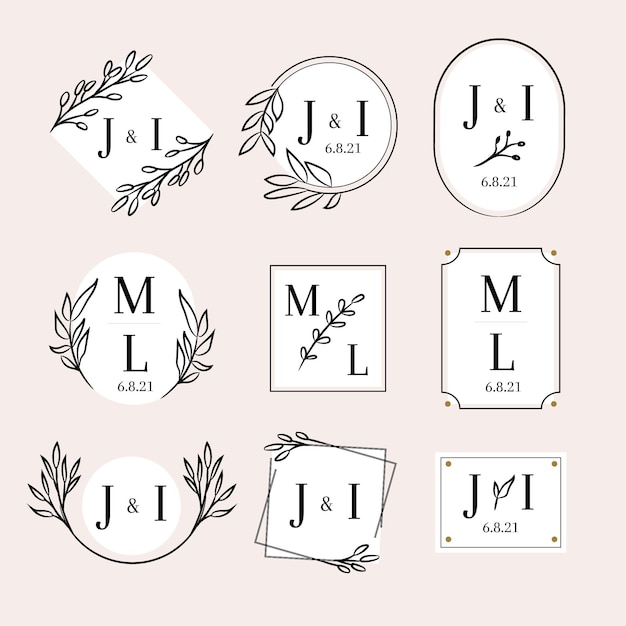 hand drawn wedding monogram logos