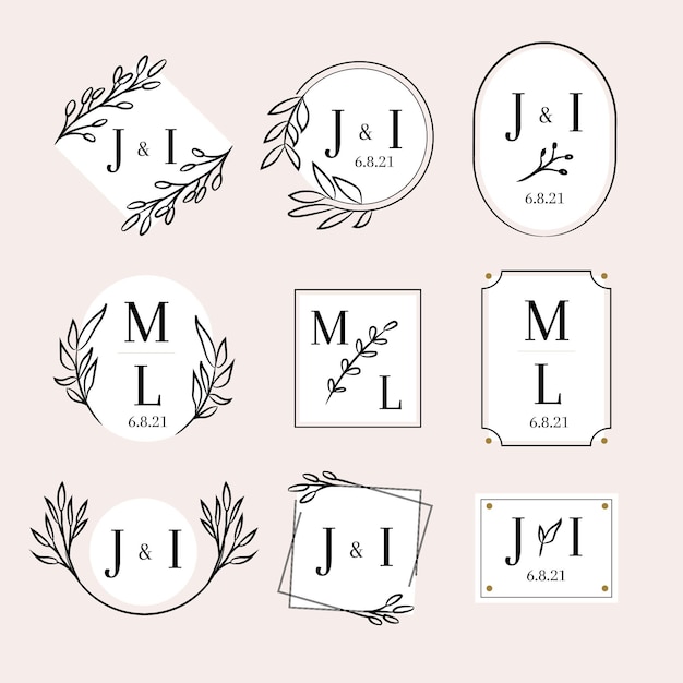 Free Vector  Hand drawn wedding monogram logo collection