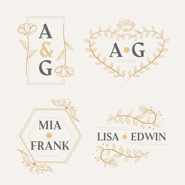 Free vector hand drawn wedding monogram logos