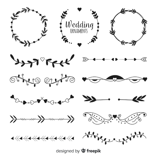 Free vector hand drawn wedding ornament collectio