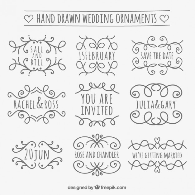 Hand drawn wedding ornament collection