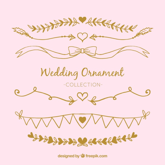 Free vector hand drawn wedding ornament collection