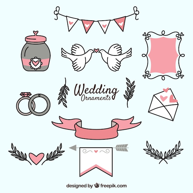 Hand drawn wedding ornament collection