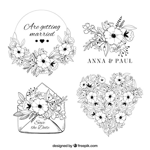 Hand drawn wedding ornament collection