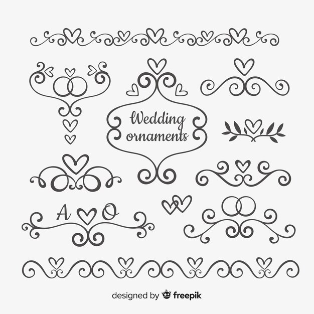 Hand drawn wedding ornament collection