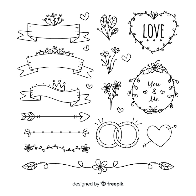 Hand drawn wedding ornament collection