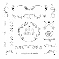 Free vector hand drawn wedding ornament collection