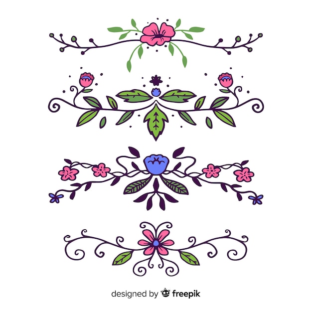 Free vector hand drawn wedding ornament collection