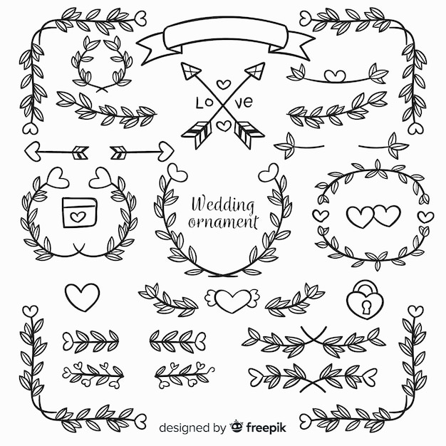 Hand drawn wedding ornament collection