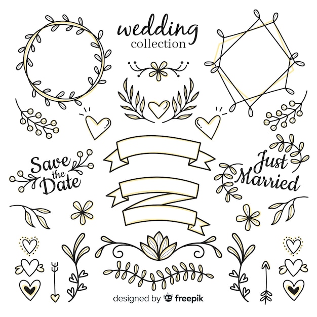 Hand drawn wedding ornament collection