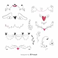 Free vector hand drawn wedding ornament collection