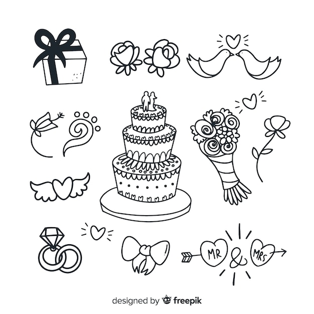 Hand drawn wedding ornament collection