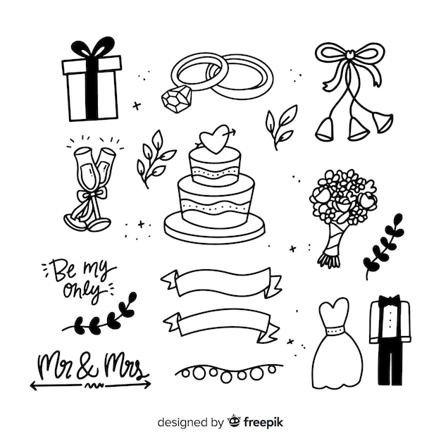 Hand drawn wedding ornament collection