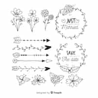 Free vector hand drawn wedding ornament collection