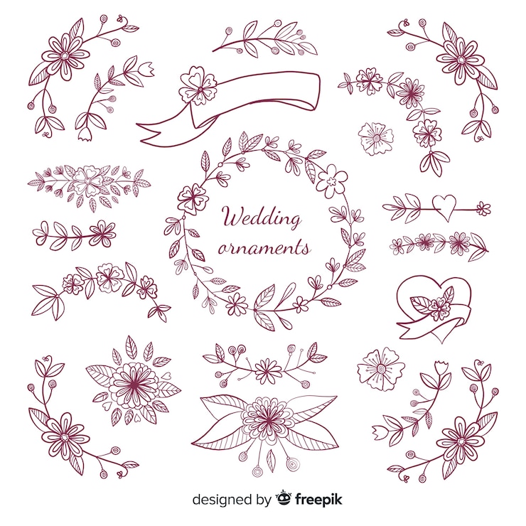 Free Vector hand drawn wedding ornament collection