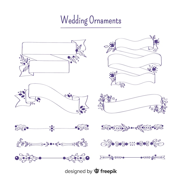 Free vector hand drawn wedding ornament collection