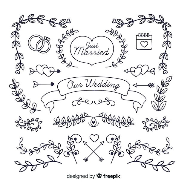 Free Vector Hand Drawn Wedding Ornament Collection for Download