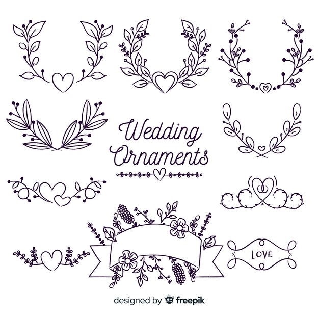 Hand drawn wedding ornament collection