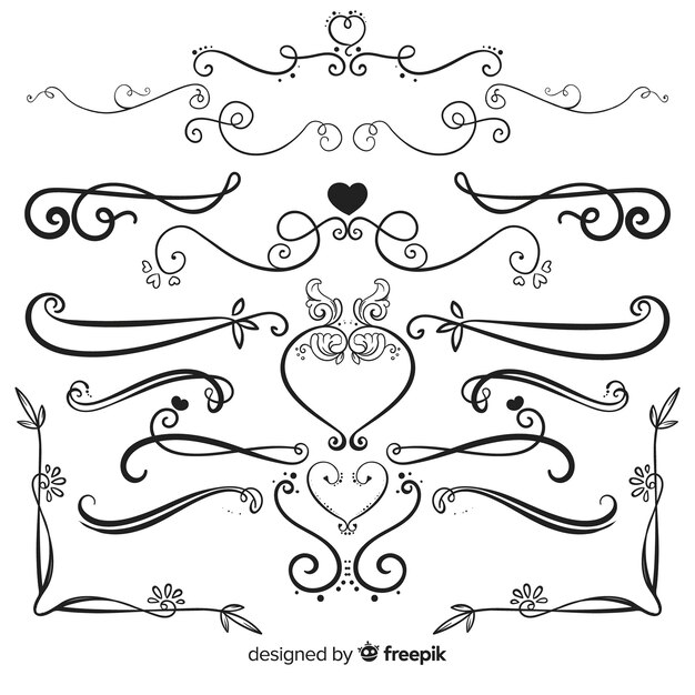 Hand drawn wedding ornament collection