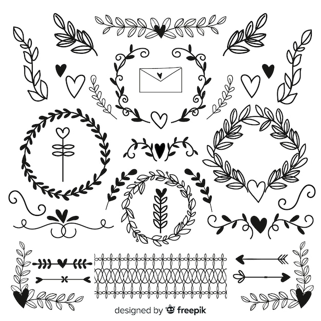 Hand drawn wedding ornament collection