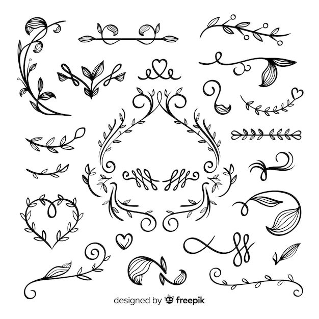 Hand drawn wedding ornament collection