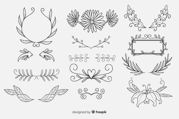 Hand drawn wedding ornament collection