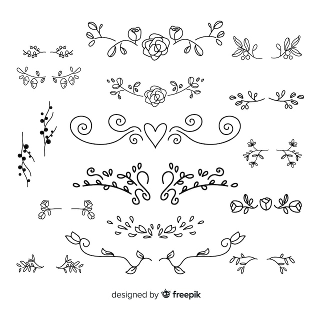 Hand drawn wedding ornament collection