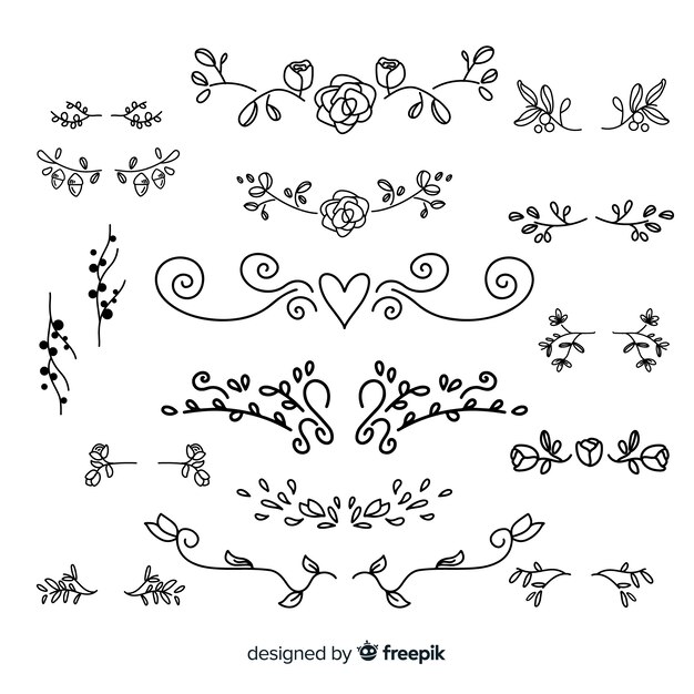 Hand drawn wedding ornament collection