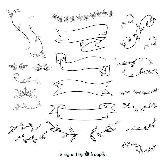 Free vector hand drawn wedding ornament collection